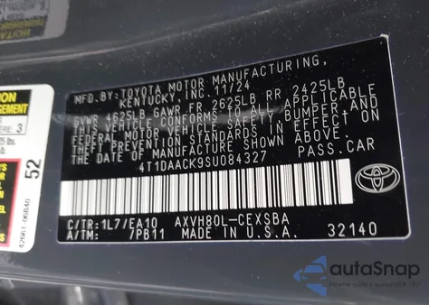 2025 Toyota Camry Se from USA, damaged, VIN 4T1DAACK9SU084327